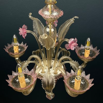 Murano Chandelier in Pink and Clear, Italy, 1980s-WQC-1731958