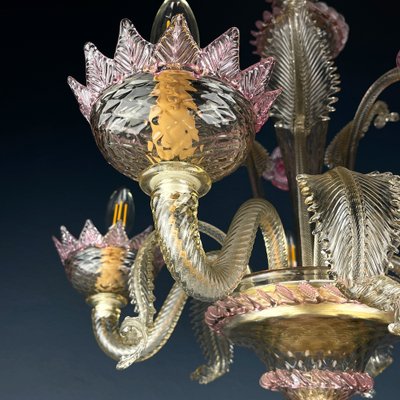 Murano Chandelier in Pink and Clear, Italy, 1980s-WQC-1731958