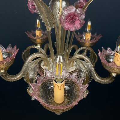 Murano Chandelier in Pink and Clear, Italy, 1980s-WQC-1731958