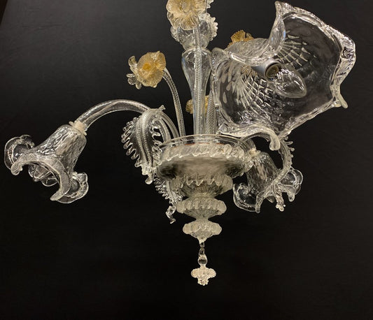 Murano Chandelier with 3 Arms by Cesare Toso, 1980s