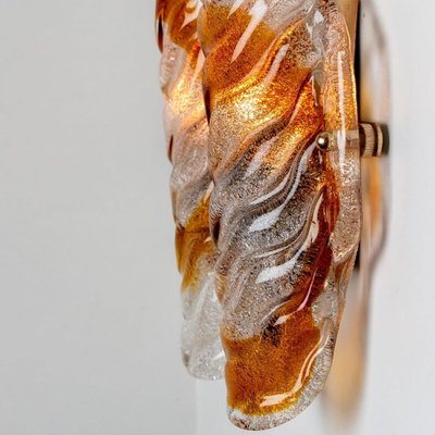 Murano Clear and Orange Glass Wall Lights, 1970s, Set of 2-VDW-1422391