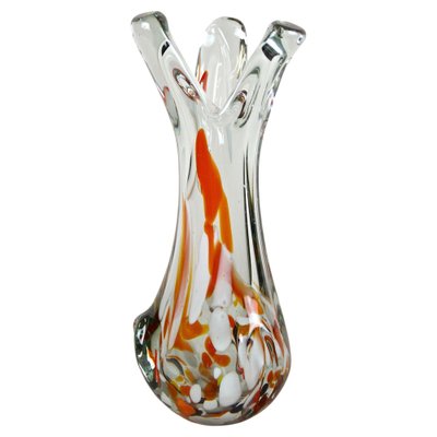 Murano Clear Glass Vase with Color Spots, Italy, 1970s-TQA-1322283