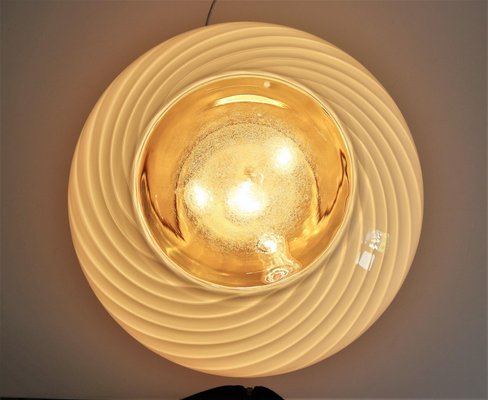 Murano Crystal and Brass Flush Mount with Central Glass Lens, 1970s-VNE-966009