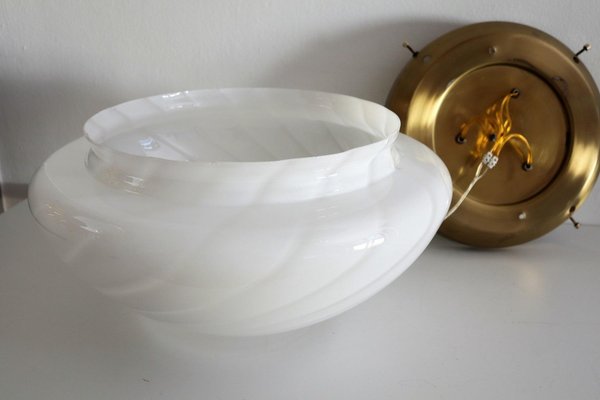 Murano Crystal and Brass Flush Mount with Central Glass Lens, 1970s-VNE-966009