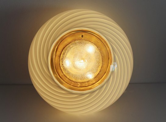 Murano Crystal and Brass Flush Mount with Central Glass Lens, 1970s-VNE-966009