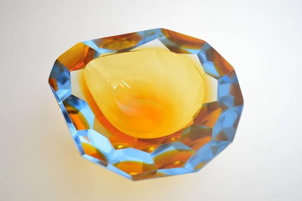 Murano Crystal Glass Sommerso Ashtray by Flavio Poli, Italy, 1950-VNE-966032