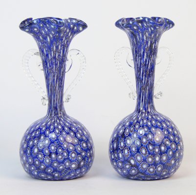 Murano Crystal Millefiori Vase by Ercole Barovier, 1960s, Set of 2-NE-1451404