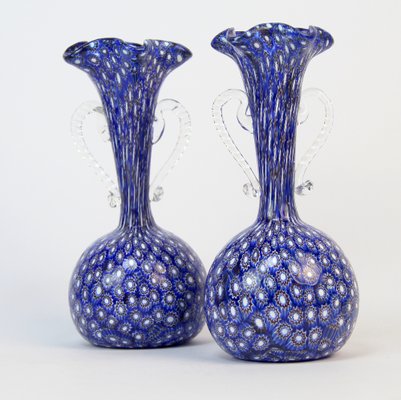 Murano Crystal Millefiori Vase by Ercole Barovier, 1960s, Set of 2-NE-1451404