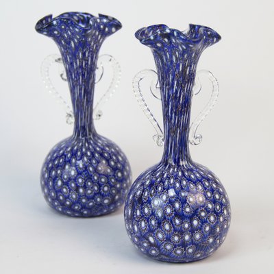 Murano Crystal Millefiori Vase by Ercole Barovier, 1960s, Set of 2-NE-1451404