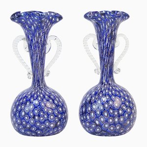 Murano Crystal Millefiori Vase by Ercole Barovier, 1960s, Set of 2-NE-1451404