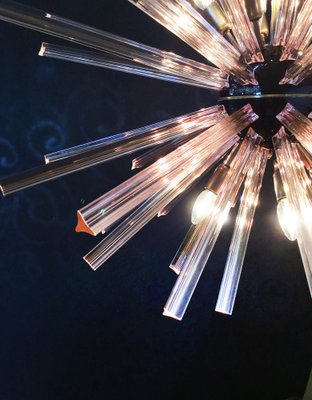 Murano Crystal Prism Sputnik Chandelier with 50 Pink Prisms, Italy-FHZ-964489