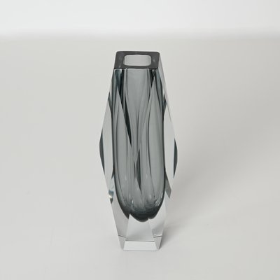 Murano Decorative Glass Vase in Sommerso Grey Blown Glass from Mandruzzato, 1960s-JDR-2032985