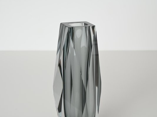 Murano Decorative Glass Vase in Sommerso Grey Blown Glass from Mandruzzato, 1960s-JDR-2032985