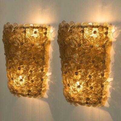 Murano Flower Light Fixtures by Barovier & Toso, 1990s, Set of 2-VDW-858226