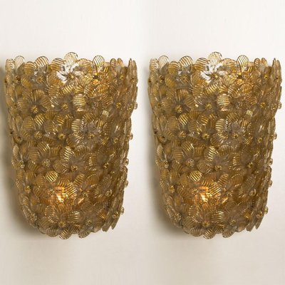 Murano Flower Light Fixtures by Barovier & Toso, 1990s, Set of 2-VDW-858226