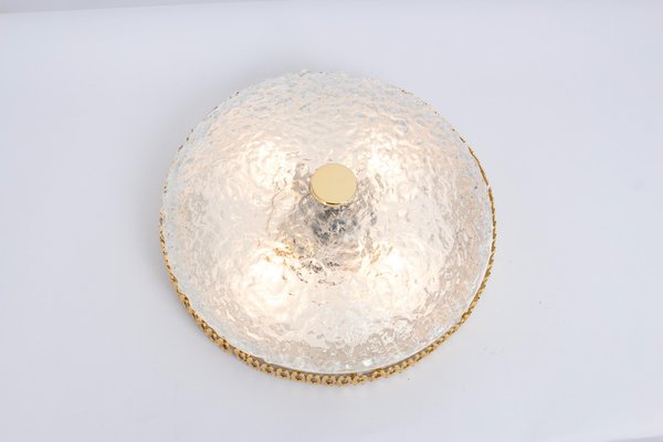 Murano Flush Mount Fixture with Sculptural Brass Trim, Germany, 1970s-UGR-1773791