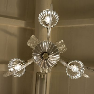 Murano Glass 3-Arm Ceiling Lamp by Ercole Barovier for Barovier & Toso, 1940s-QES-864650