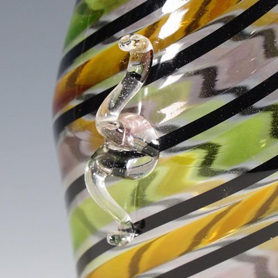 Murano Glass A Canne Glass Vase with Handles from Fratelli Toso, Italy, 1965-KJP-1267668