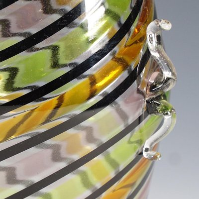 Murano Glass A Canne Glass Vase with Handles from Fratelli Toso, Italy, 1965-KJP-1267668