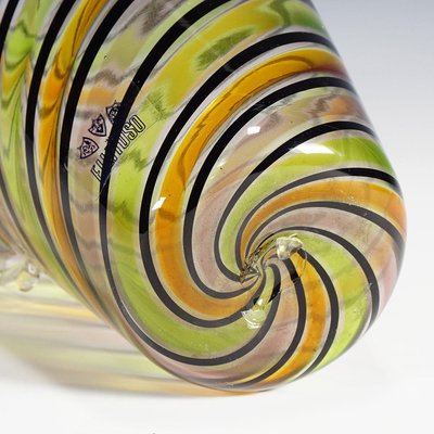 Murano Glass A Canne Glass Vase with Handles from Fratelli Toso, Italy, 1965-KJP-1267668