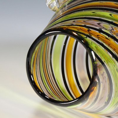 Murano Glass A Canne Glass Vase with Handles from Fratelli Toso, Italy, 1965-KJP-1267668