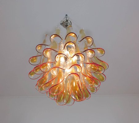 Murano Glass Amber Petals Chandeliers from Mazzega, 1970s, Set of 2-MBH-1031983