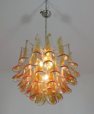 Murano Glass Amber Petals Chandeliers from Mazzega, 1970s, Set of 2-MBH-1031983