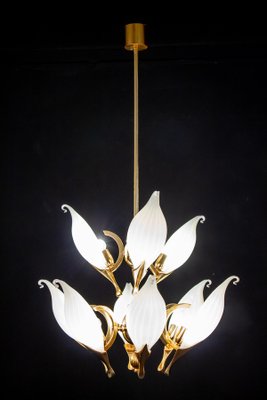 Murano Glass and Brass Chandelier by Franco Luce for Seguso, 1970s-MBH-1031830