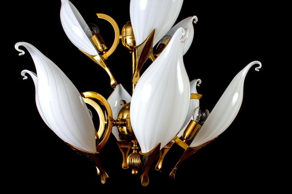 Murano Glass and Brass Chandelier by Franco Luce for Seguso, 1970s-MBH-1031830