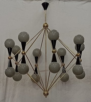 Murano Glass and Brass Grey and Black Chandelier, 2000-UH-1763403