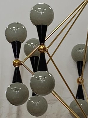 Murano Glass and Brass Grey and Black Chandelier, 2000-UH-1763403