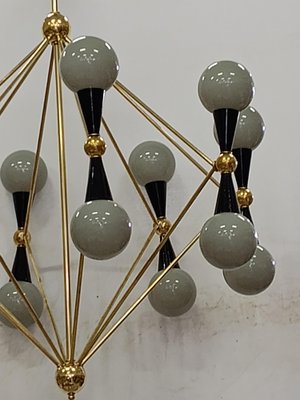 Murano Glass and Brass Grey and Black Chandelier, 2000-UH-1763403