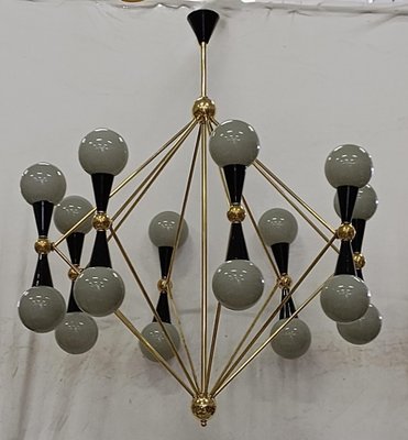 Murano Glass and Brass Grey and Black Chandelier, 2000-UH-1763403