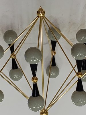 Murano Glass and Brass Grey and Black Chandelier, 2000-UH-1763403