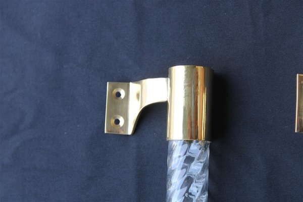 Murano Glass and Brass Handles from Venini, 1940s, Set of 2-EH-1370773