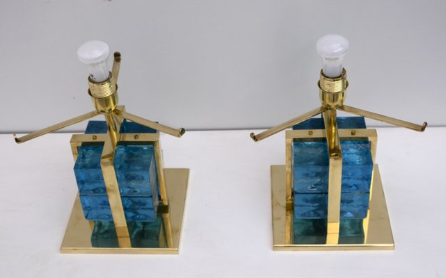 Murano Glass and Brass Table Lamps, Set of 2-FER-958240