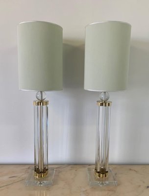 Murano Glass and Brass Table Lamps, Set of 2-FF-1180205