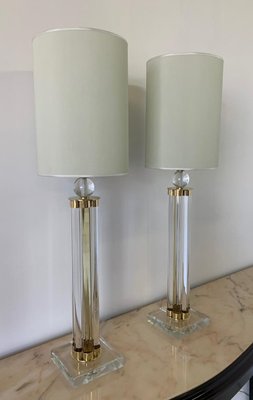 Murano Glass and Brass Table Lamps, Set of 2-FF-1180205