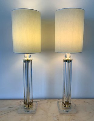 Murano Glass and Brass Table Lamps, Set of 2-FF-1180205