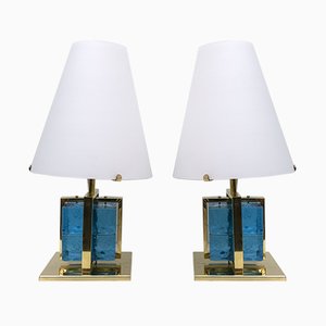 Murano Glass and Brass Table Lamps, Set of 2-FER-958240