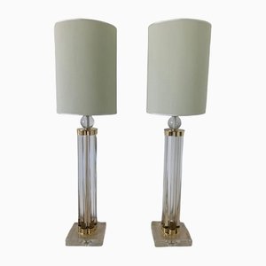 Murano Glass and Brass Table Lamps, Set of 2-FF-1180205