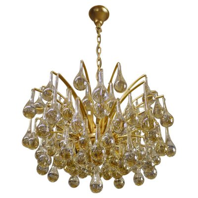 Murano Glass and Brass Tear Drop Chandelier from Palwa, Germany, 1970s-DEK-1349381