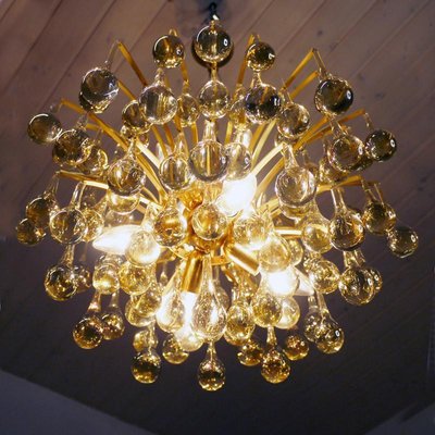 Murano Glass and Brass Tear Drop Chandelier from Palwa, Germany, 1970s-DEK-1349381