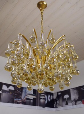 Murano Glass and Brass Tear Drop Chandelier from Palwa, Germany, 1970s-DEK-1349381