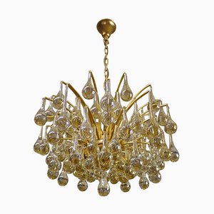 Murano Glass and Brass Tear Drop Chandelier from Palwa, Germany, 1970s-DEK-1349381