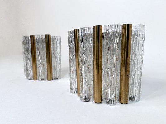 Murano Glass and Brass Tube Sconces or Wall Lamps from Kaiser Leuchten, Germany, 1960s, Set of 2-JP-1816716