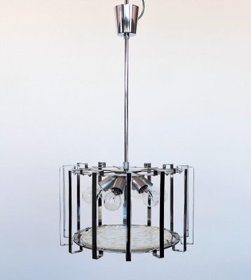 Murano Glass and Chrome Chandelier from Barovier and Toso, 1970s-VNE-966105