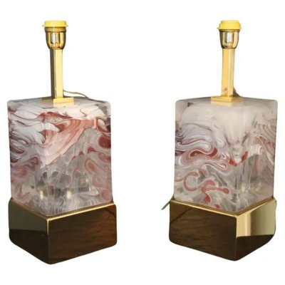 Murano Glass Block Table Lamps, 2000s, Set of 2-YF-1723232