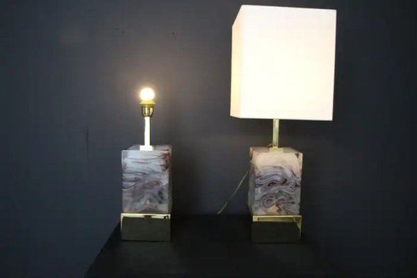 Murano Glass Block Table Lamps, 2000s, Set of 2-YF-1723232