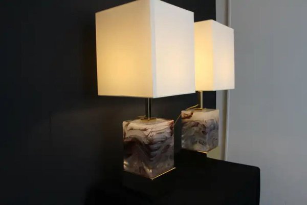 Murano Glass Block Table Lamps, 2000s, Set of 2-YF-1723232